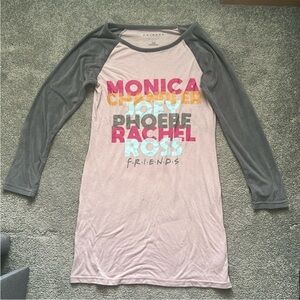 FRIENDS Pink and Gray Pajama Dress